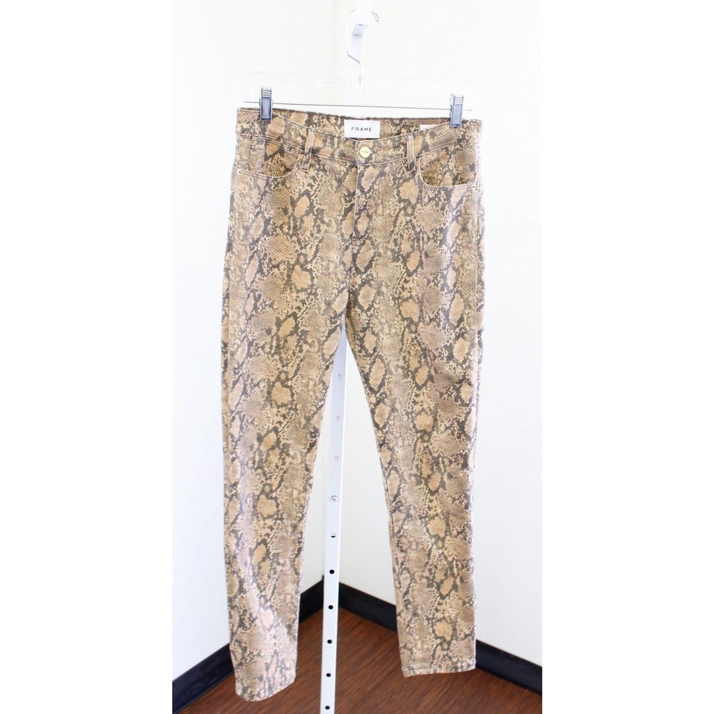 Frame Le High Coated Snakeskin Python Print Skinn… - image 5